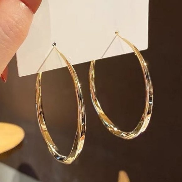 Jewelry - Designed Mobius Gold Color Hoop Earrings